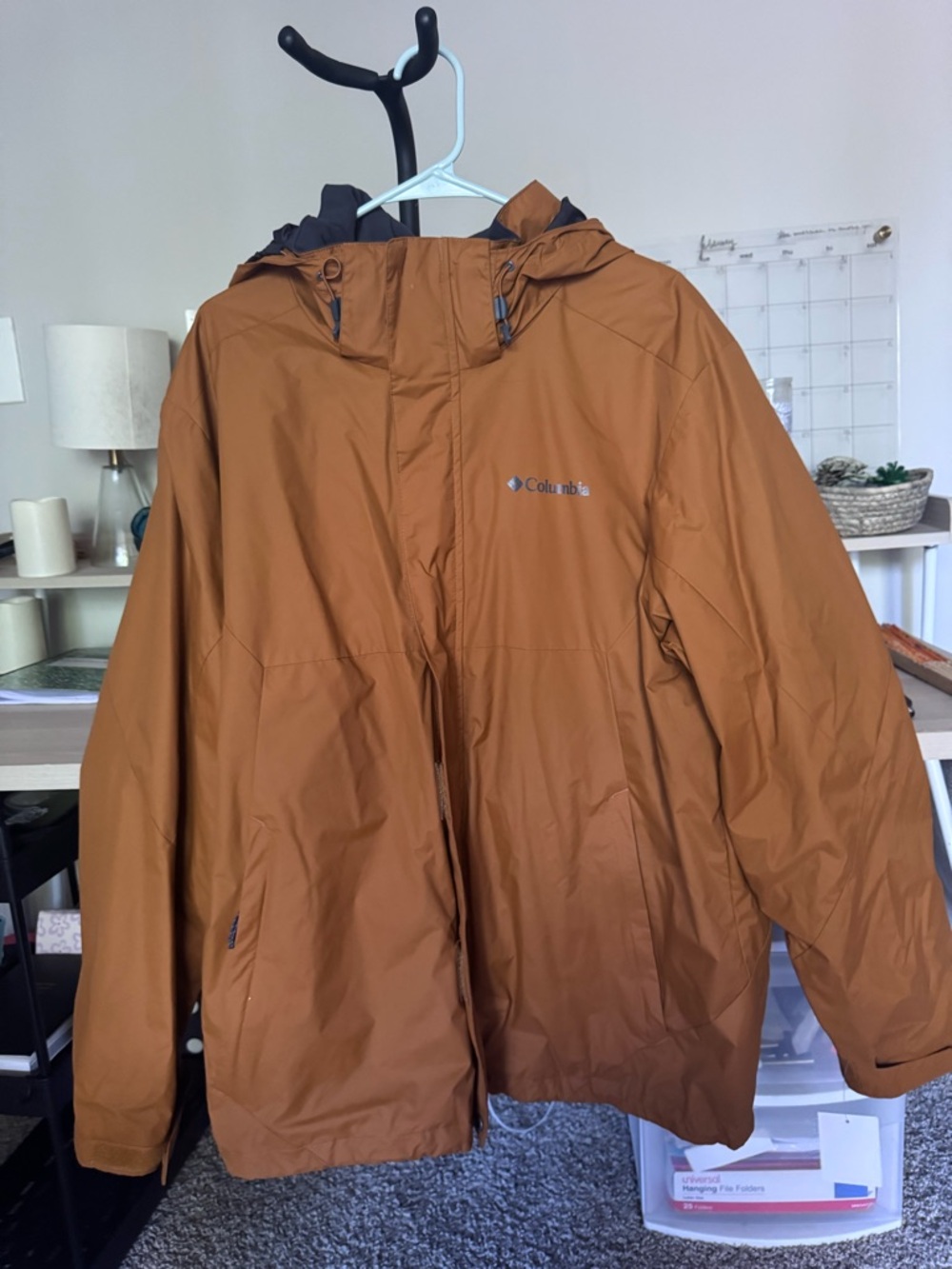 Columbia Men's Rust Brown Hooded Raincoat